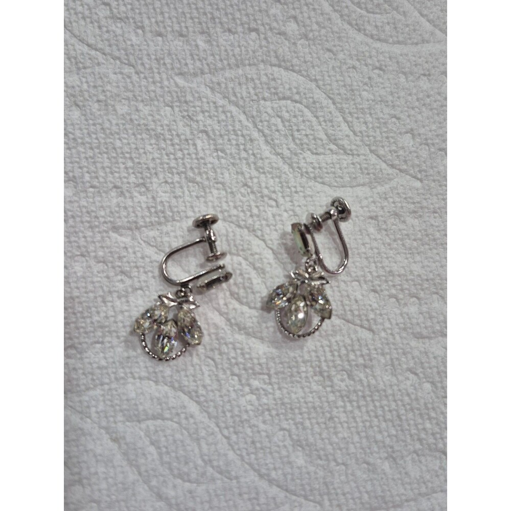 12k Gold Filled Vintage Earrings/vintage Screw-backs/ Gem Stones
